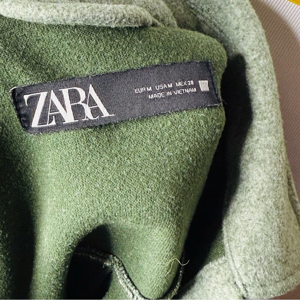 Zara Green Felt Belted Shacket - Picture 4 of 7